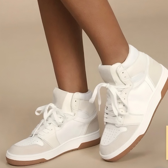 ShuShop “Rebecca” High Top Sneakers in Bone - Picture 1 of 14